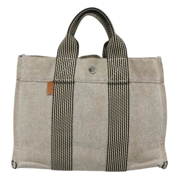 HERMES Fourre Tout PM Hand Bag Canvas Gray Auth ti3070 - Picture 3 of 16